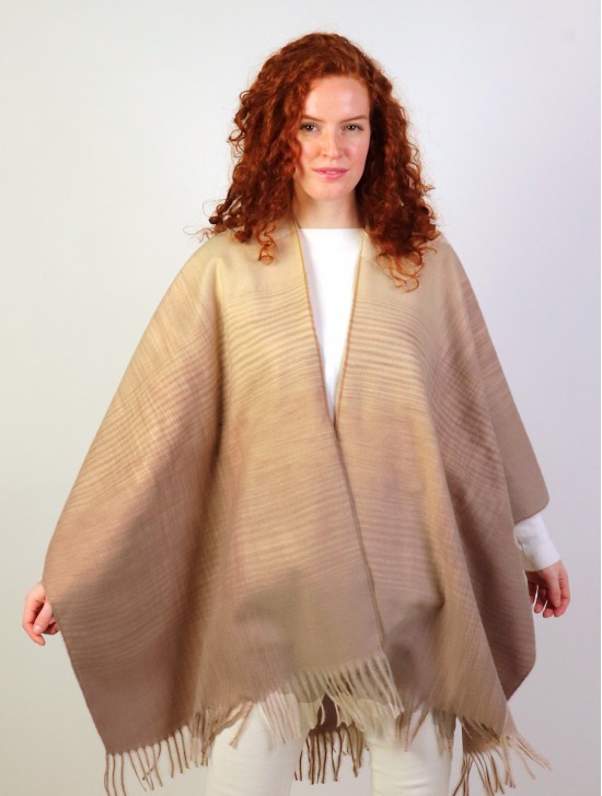 Gradient Patterned Cape W/ Fringe